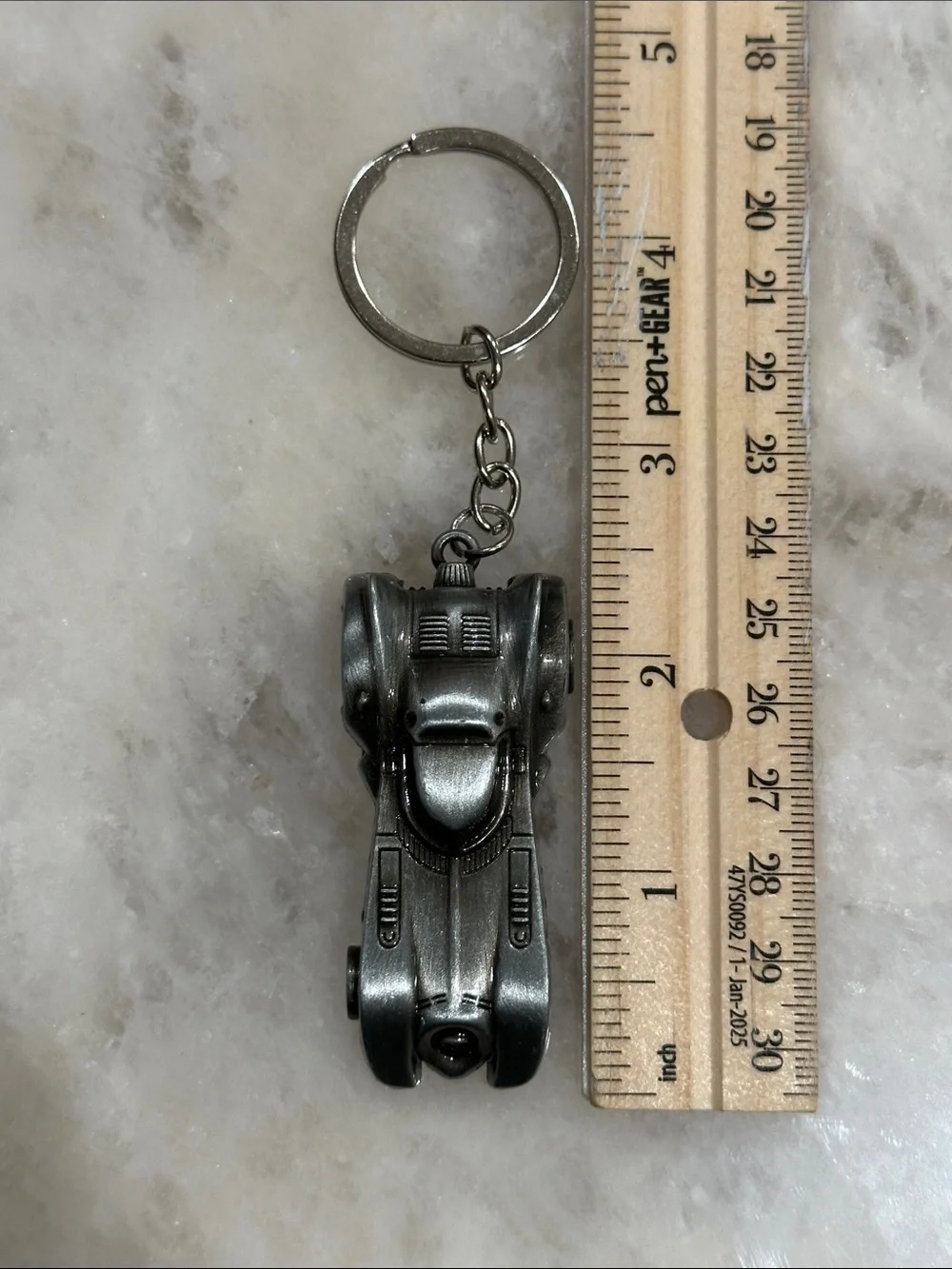 Metal Batmobile Keychain - Silver Keyring